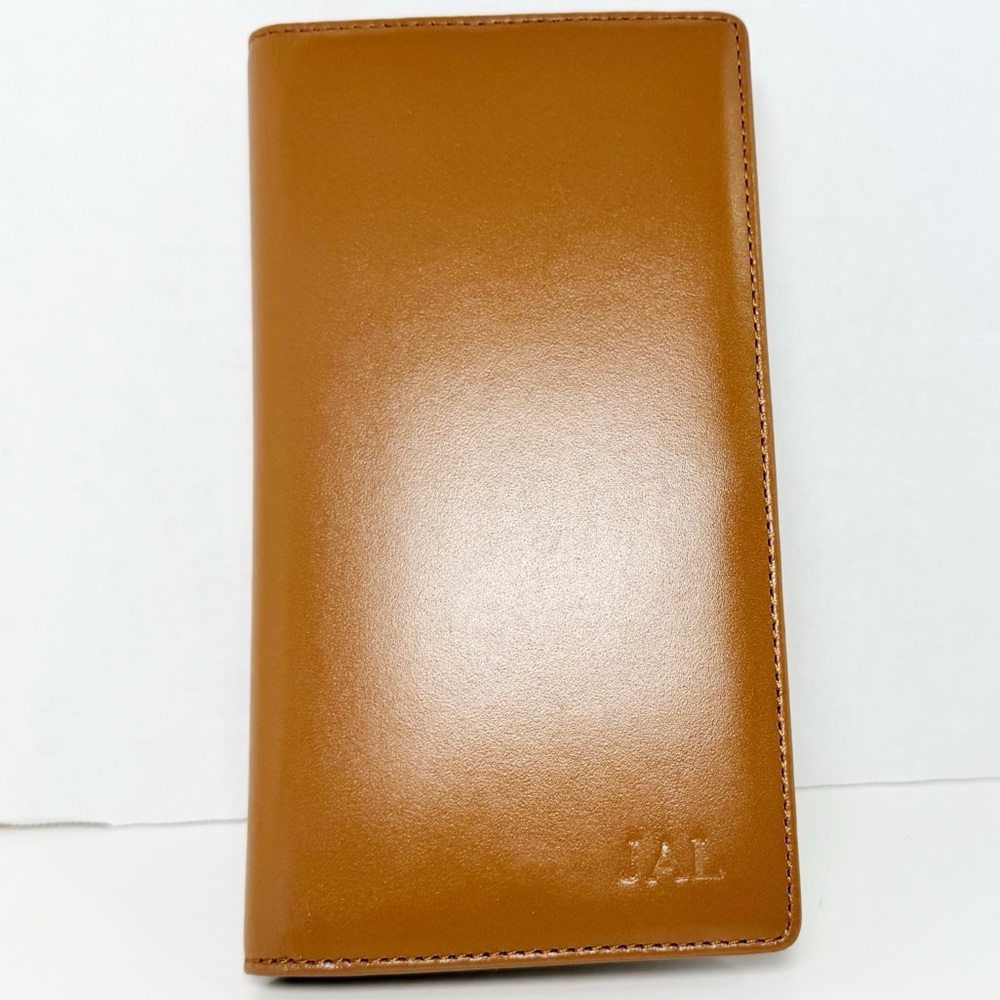 Pristine Levenger Saddle Colored Leather Notepad Cover with Levenger Notepad